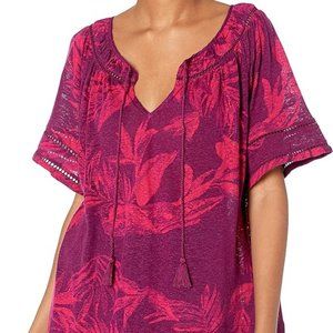 Lucky Brand Women's Short Tropical Leaves Peasant, Size M